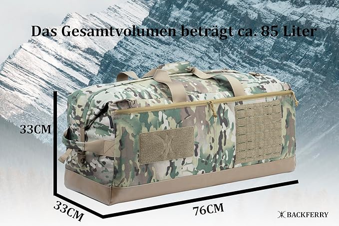 Large Military Tactical Duffle Bag Duffel Backpack for Special Work,Sports,Traveling,Camping 85L