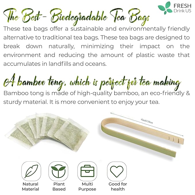 FreshDrinkUS, Premium 75 Fennel Seed Tea Bags – 100% Natural & Pure, Handmade Herbal Tea, Eco-Friendly, Fresh Aroma, Made with Natural Material Tea Bags. No Sugar, No Caffeine, No Gluten, Vegan.