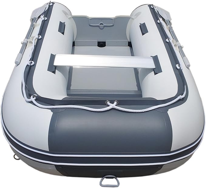 Newport 10ft 6in Newport Model Inflatable Dinghy Boat Transom Sport Tender - 5 Person - 15HP USCG Rated, White/Gray