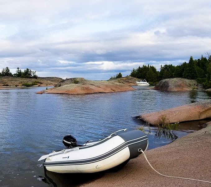 Newport 10ft 6in Newport Model Inflatable Dinghy Boat Transom Sport Tender - 5 Person - 15HP USCG Rated, White/Gray