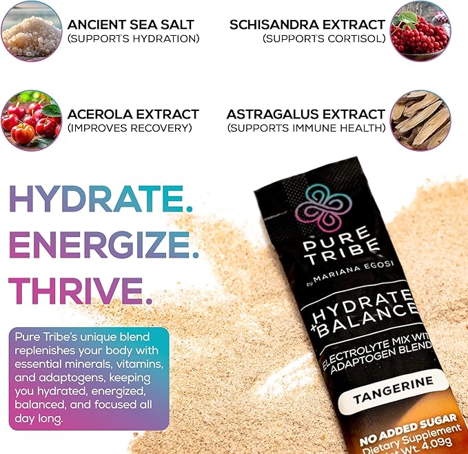 Electrolytes Powder Packets - Sugar Free Hydration Powder Drink Mix Loaded with 6 B Vitamins & Minerals - Energy Drink for Muscle and Mood Support - Tangerine Flavor - 30 Servings