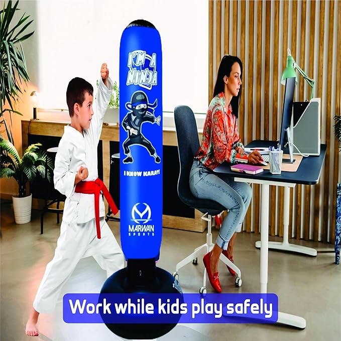 Durable Inflatable Kids Punching Bag for Karate and Boxing – Bounce-Back Martial Arts Bag for Boys and Girls, Great Birthday Gift to Relieve Energy and Build Skills for Boys Ages 4-12
