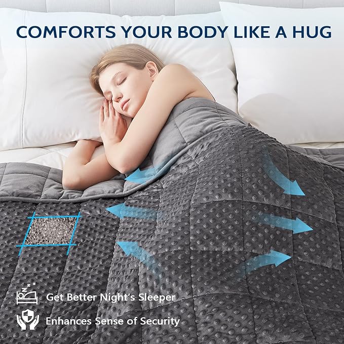 L'AGRATY Weighted Blanket for Adult - 60"x80" 20lbs Minky Dots Heavy Blanket with Glass Beads: Soft Breathable for All-Season Summer Fall Winter Thick Comfort for Sleeping