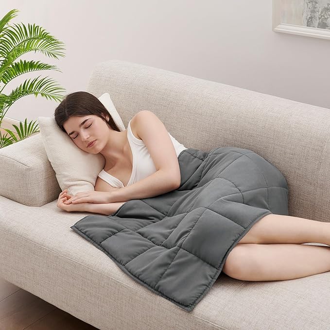 L'AGRATY Weighted Lap Blanket 7lb: Small Weighted Blankets for Adults Portable Travel - Cooling Pad Blanket for Relaxation Sleeping - Cozy Lap Washable All-Season(29" x 24")