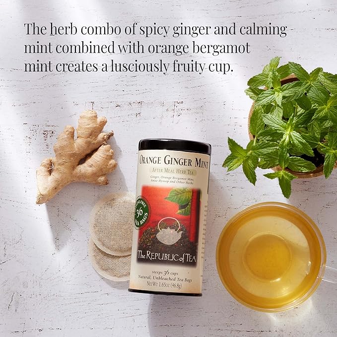The Republic of Tea Orange Ginger Mint Tea, 250 Tea Bags Caffeine-Free Gourmet Herbal Tea