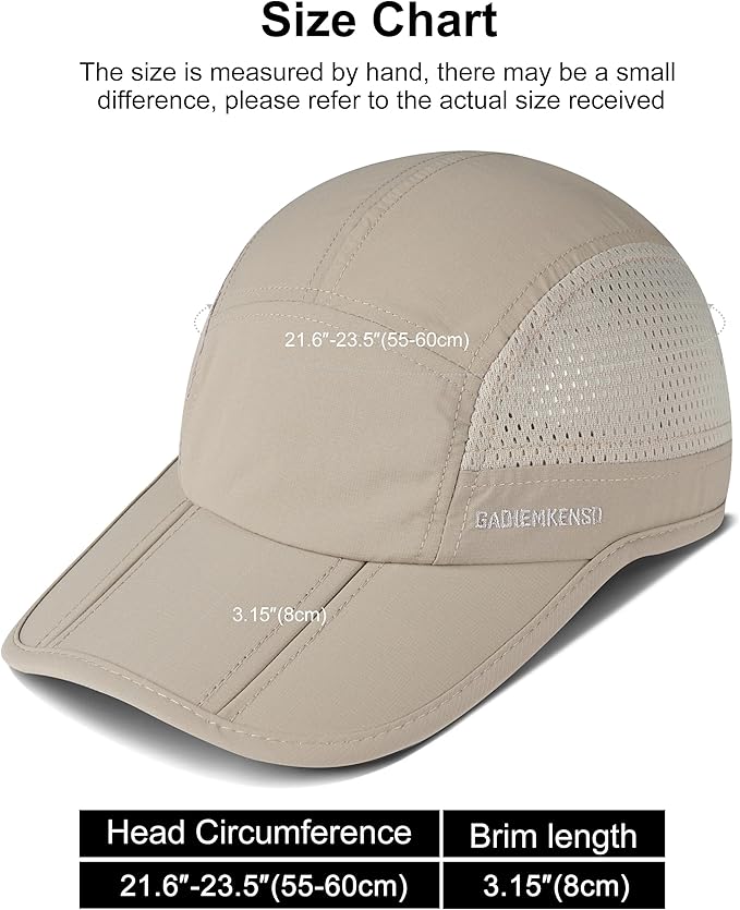 GADIEMKENSD Mens Folding Outdoor Hat Long Brim UPF 50+ Sun Protection