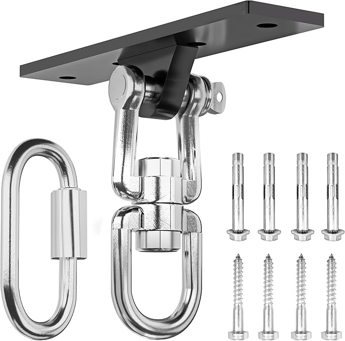 Heavy Bag Hanger,Punching Bag Mount Hanger Bracket,Ceiling Mount Hook 360°Rotation Wood Beam Holder Body Weight Strength Training Systems,Suitable for Swings and sandbags(900 LB Capacity)