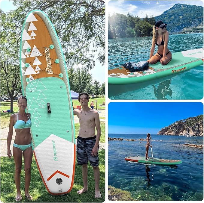 FBSPORT 11' Premium Stand Up Paddle Board, Yoga Board with Durable SUP Accessories & Carry Bag | Wide Stance, Surf Control, Non-Slip Deck, Leash, Paddle and Pump for Youth & Adult