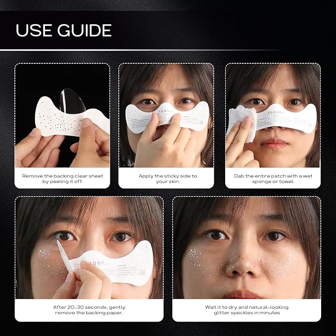 Glitter Freckles Face Tattoo - 10pcs Silver Face Glitter Makeup Speckles, Sparkle Makeup Patches