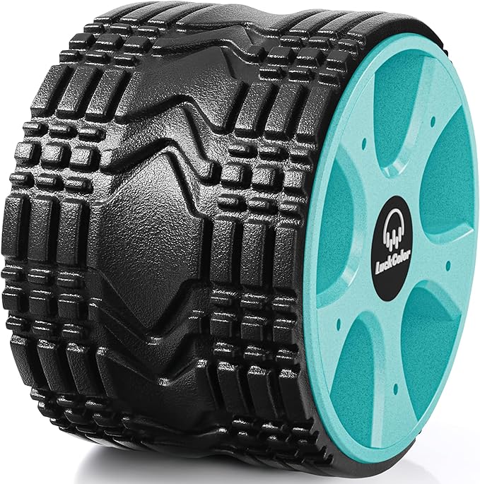 Back Roller, Back Wheel Targeted Back Pain Relief, Yoga Wheel Muscle Massage, Foam Roller for Trigger Point Therapy Physical, Stretching & Exercise, 880lbs Capacity, 10 Inch (Black+Acid Blue)