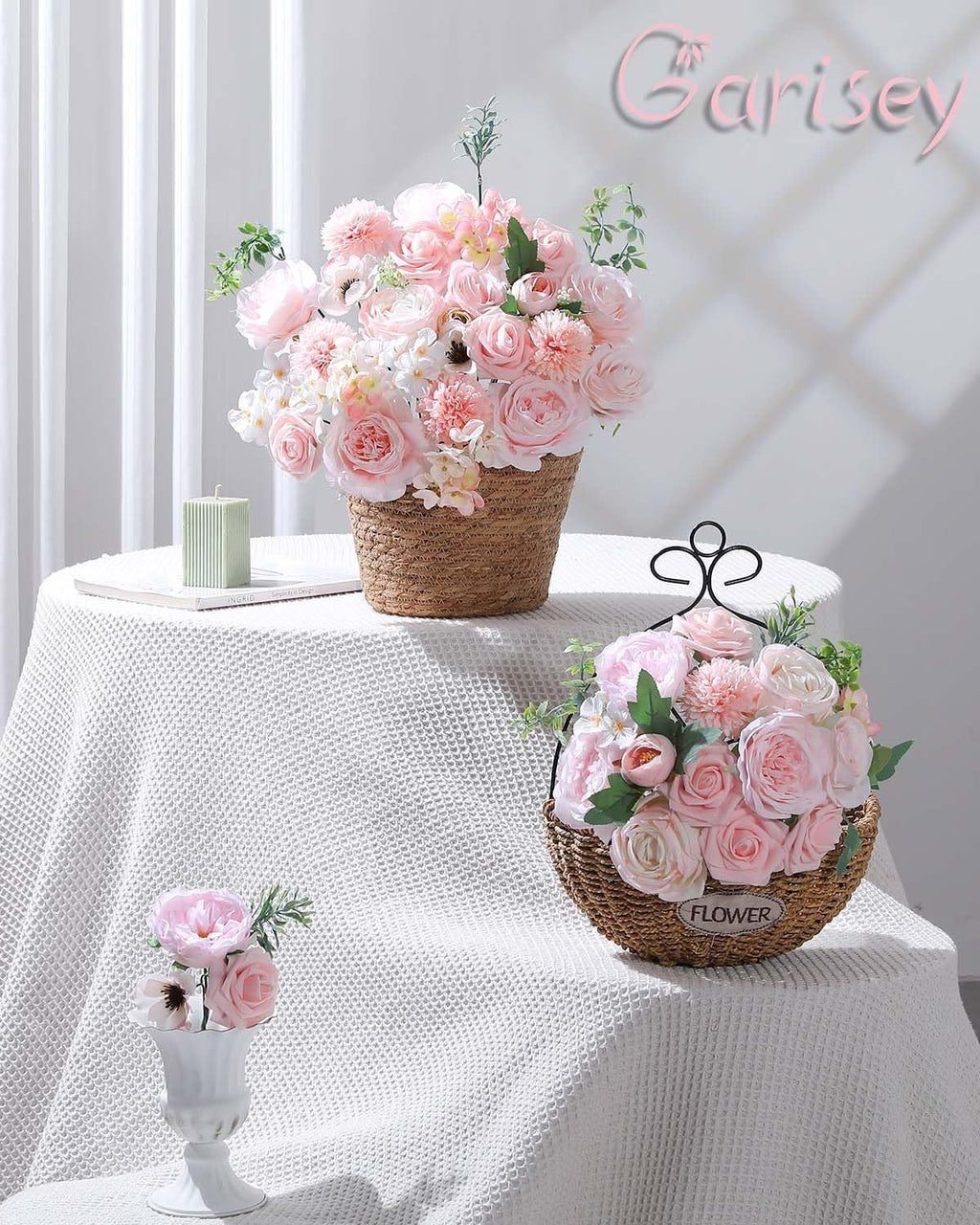 Artificial Flowers Combo for DIY Wedding Bouquets Combo Centerpieces Arrangements Party Bridal Baby Shower Home Decorations-Blush Pink