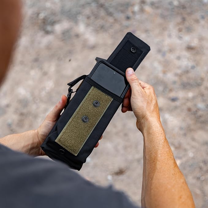 Iron Infidel Battle Bottle - 32 Oz Insulated Water Bottle with Straw Lid & Chug Cap, Stainless Steel Metal Flask Includes Rugged, Removable Sleeve for Keys, Wallet, & Phone (Brown Recluse 1 Liter)