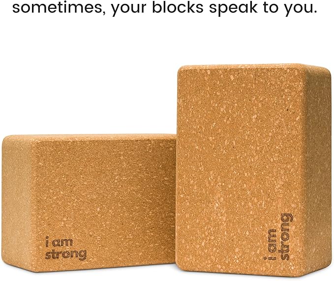 Premium Cork Yoga Blocks - Extra Large Yoga Block 2-Pack or Extra Tall 1-Pack for Inflexible Yogis | Natural, High-Density Cork for Superior Support & Stability | Optional Yoga Strap & Gift Box