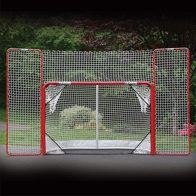 EZGoal Hockey Folding Pro Goal with Backstop and Targets, 2-Inch, Red/White