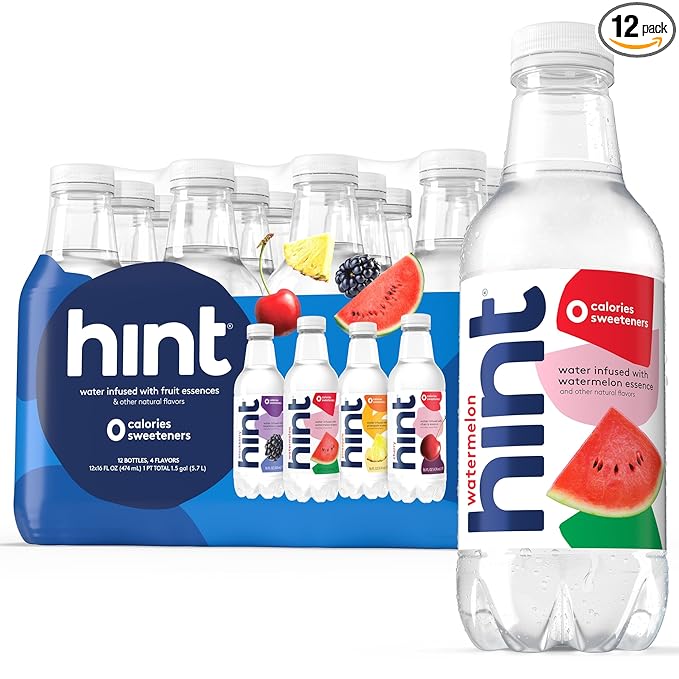 Hint Fruit-Infused Bottled Water, Best Sellers Variety Pack - Sugar Free Flavored Water with Zero Calories, Natural Fruit Essences, and No Artificial Sweeteners - 16 Fl Oz (Pack of 12)