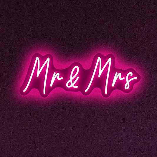 Mr&Mrs Neon Sign for Wedding Dimmable Mr Mrs Neon Signs Led Neon Sign for Party Neon Light Sign Mr & Mrs Sign for Anniversary Valentine's Day Wall Decor Gift