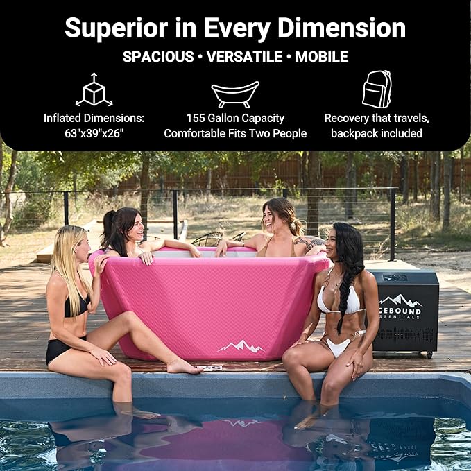 Endurance Cold Plunge 155 Gallon Ice Bath Tub Chiller Compatible Connections Inflatable, Durable, Portable, Insulated Design