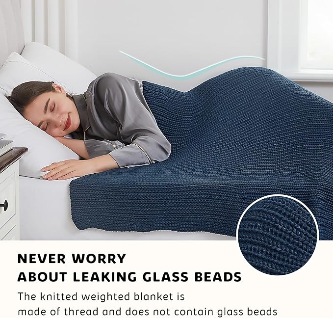 L'AGRATY Knitted Weighted Blanket - 60"x80" 20lbs Cooling Chunky Knit Heavy Blanket for Adults Braided Crochet Throw Thick Cable Yarn Knit Decorative No Beads Evenly Weighted Machine Washable