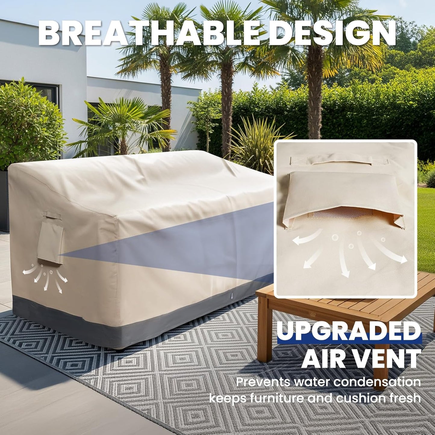 Extra Heavy Duty 2 Seater Outdoor Sofa Cover Waterproof - Patio Furniture Loveseat Covers with Air Vent, Outdoor Couch Bench Cover, 58" W x 33" D x 31"H