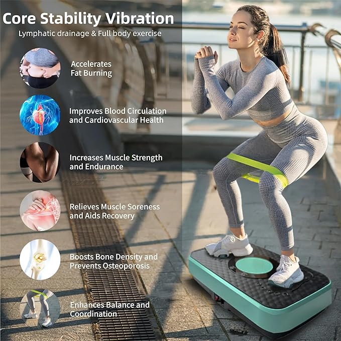 Vibration Plate Fitness Platform Whole Body Exercise Machine with 120 Speed Levels, Lymphatic Drainage, Fat Burning, and Weight Loss, Perfect for Women, Men, and Home Gym Exercise