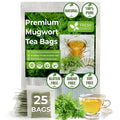 FreshDrinkUS, Premium 25 Mugwort Leaf Tea Bags, 100% Natural and Pure Mugwort Leaves. Loose Leaf Mugwort Herbal Tea. Mugwort Leaf Tea. No Sugar, No Caffeine, No Gluten, Vegan. (25 Tea Bags)