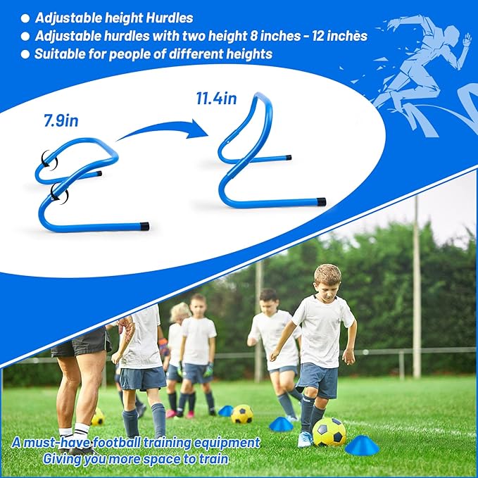 Eazy2hD Speed Agility Training Set- Agility Ladder,12 Cones, 4 Adjustable Hurdles,Parachute, Exercise Workout Equipment Boost Fitness & Increase Quick Footwork