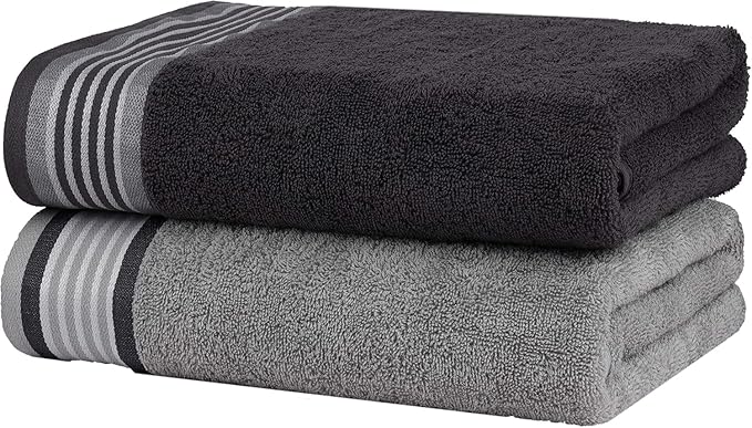 CASA COPENHAGEN® He & She 10 Pieces Hand Towel Set, Granite Grey + Mirage Grey, 550 GSM, 16x28 Inches, Designed in Denmark Super Soft and Absorbent, Egyptian Cotton Towels for Bathroom & Kitchen