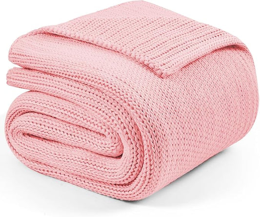 L'AGRATY Knitted Weighted Blanket - 48"x72" 15lbs Cooling Chunky Knit Heavy Blanket for Adults Braided Crochet Throw Thick Cable Yarn Knit Decorative No Beads Evenly Weighted Machine Washable
