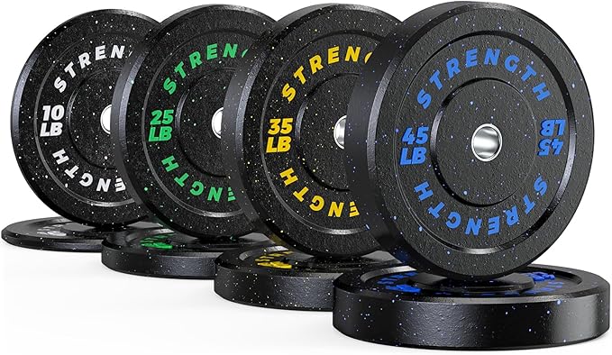 GIKPAL 2-Inch Bumper Plates High Bounce - Rubber Olympic Weight Plates Set for Home Gym, Barbell Plates for Weight Lifting Strength Training,