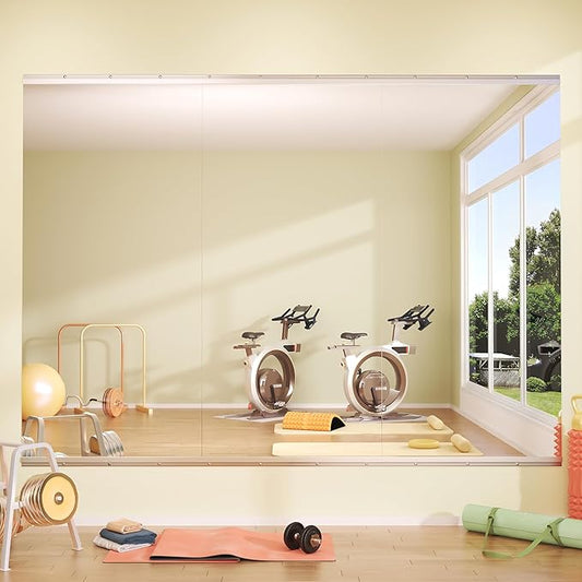 Hasipu Home Gym Mirror 48" L x 24" W - 3PCS Large Full Body Mirror for Yoga, Wall-Mounted Mirrors for Fitness, Garage, Dance Studio, 0.16in Tempered Glass Frameless