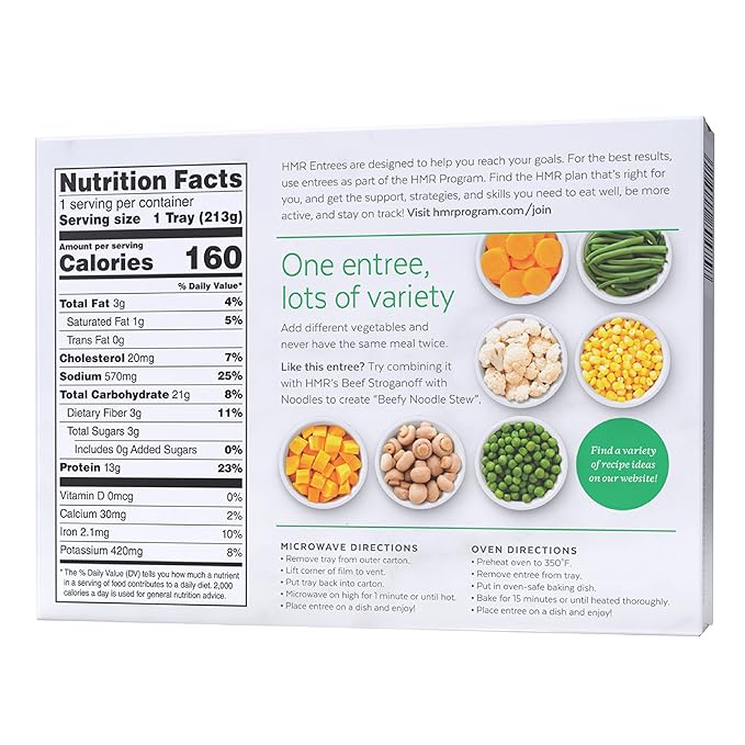 HMR Vegetable Stew with Beef Entrée | Pre-packaged Lunch or Dinner to Support Weight Loss | Ready to Eat | 13g of Protein | Low Calorie Food | 8oz Serving per Meal | Pack of 6