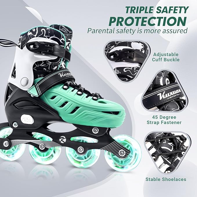 Inline Skates for Kids and Adult, Adjustable Fun Illuminating Skates for Girls, Boys, Women and Men Outdoor and Indoor, Beginner