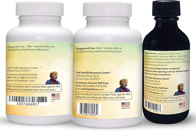 Dr. Clark Store Intestine Support & Cleanse Kit - with Original Green Tincture from Black Walnut Hulls, Wormwood, and Cloves-Helps Maintain Optimum Intestinal Function - Vegetarian Capsules