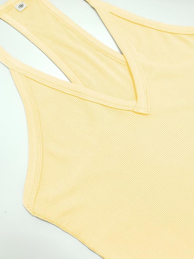 iGENJUN Workout Tops for Women Racerback Basic Tank Summer 2025 Camisole V Neck Slim Fit Ribbed Sleeveless