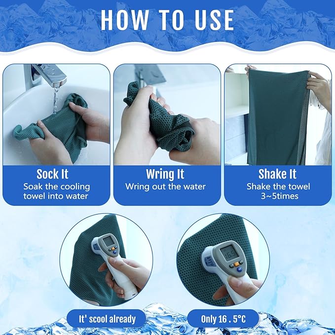 Hosuly 30 Pack Cooling Towels, 40"x12" Ice Breathable Soft Chilly Sweat Rag Microfiber Workout Rags for Gym Cooling Towels for Neck and Face for Yoga Golf Sport Running