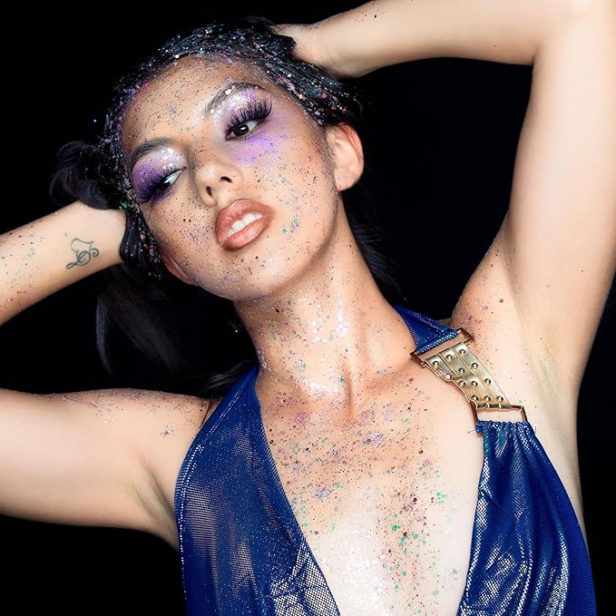 10 Colors Body Glitter,Face Glitter Makeup for Kids Women,Sparkly Chunky Hair Glitter for Eye Lip Hair Nails,Mardi Gras Glitter Makeup Face Paint,Singer Concerts Disco Rave Festival Accessories