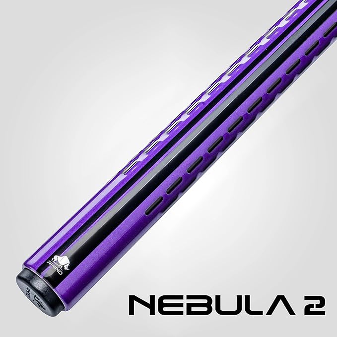 RHINO Nebula 2 Pool Cue - 100% Carbon Fiber Shaft & Composite Butt. Time Crystal Tip, Pro Taper Design, 12.4 mm,12.8 mm. 3/8-8 Joint, 3D Friction Grip. Low Deflection Pool Cue