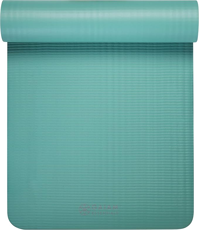 Gaiam Essentials Thick Yoga Mat Fitness & Exercise Mat with Easy-Cinch Yoga Mat Carrier Strap, 72"L x 24"W x 2/5 Inch Thick