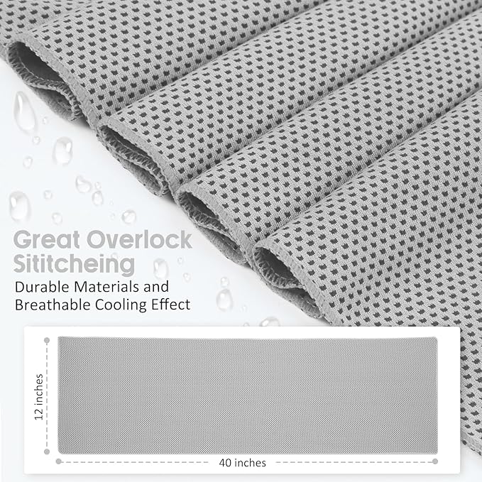 Cooling Towels 20 Pack, 40"x 12" Cooling Rags Neck Wraps for Sports with Carrying Pouch, Gym Cooling Neck Towels for Hor Weather, Sweat, Fitness, Travel