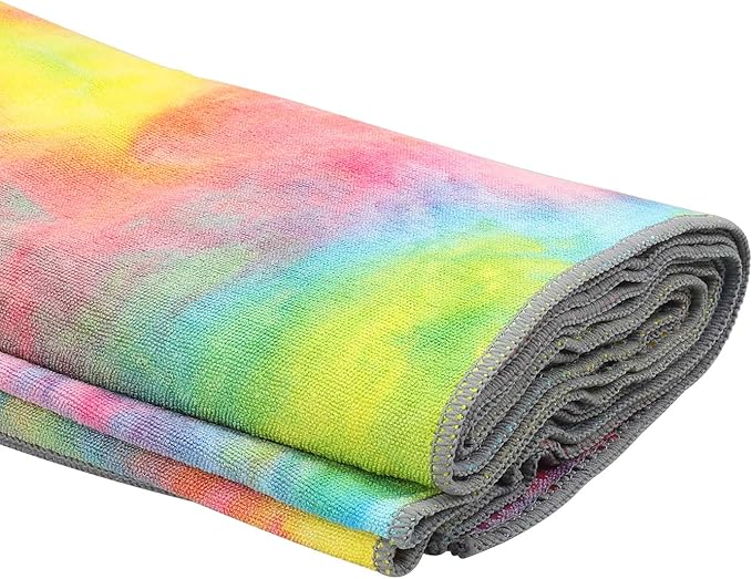 Yoga Towels Non Slip Hot Yoga Towel Skidless Waffle Texture100% Absorbent Odorless Microfiber Yoga Blanket Standard Sized 24 x72 in Mat Towel,for Hot Yoga Bikram Pilates (Pink & Blue & Yellow)