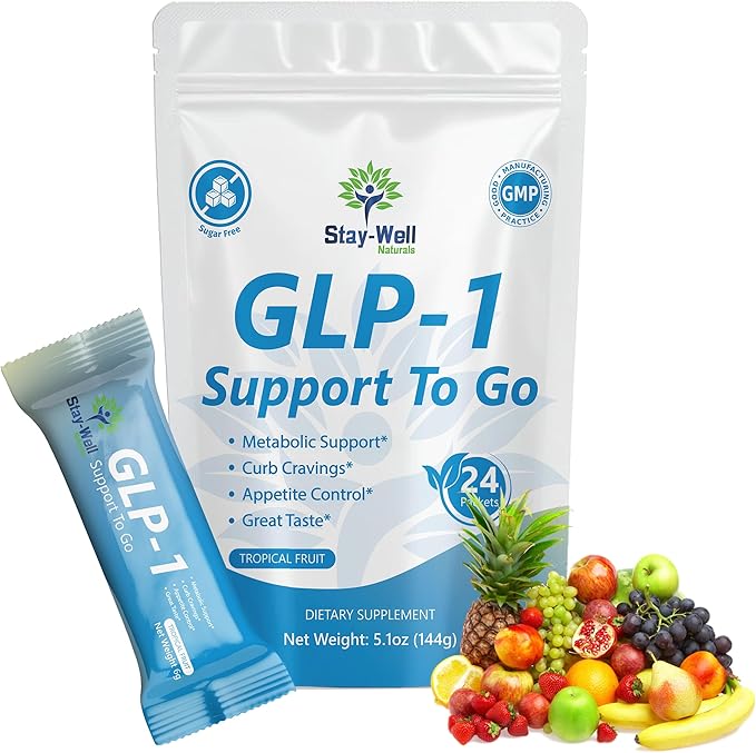 GLP-1 Supplement | Natural GLP-1 Production | GLP 1 Booster Drink Mix to Control Appetite and Cravings | Great Tasting Metabolic Support - Yerba Mate, Garcinia Cambogia, Berberine [Tropical Fruit]