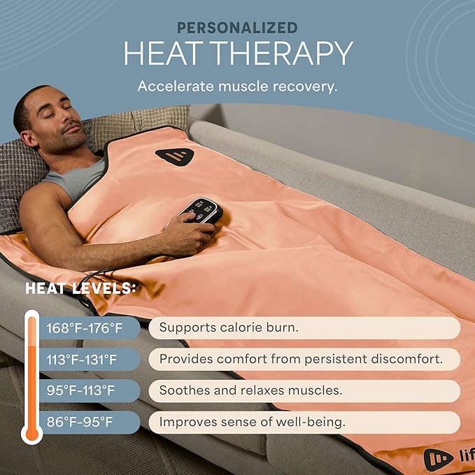 LifePro RejuvaWrap Infrared Sauna Blanket for Detox & Relaxation – Available in 5 Colors & 3 Models – Portable Far Infrared at Home Sauna for Muscle Relief, Circulation & Recovery – 9 Heat Levels