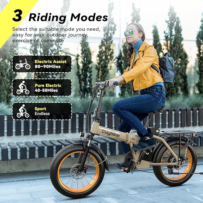 Foldable Electric Bike for Adults, 30+MPH, 48V 20Ah Removable Battery up to 80Miles, 20" Fat Tire Peak 1000W Motor Dirt Ebike Adult Electric Bicycle for City Commute Beach Mountain Adventurous E Bike