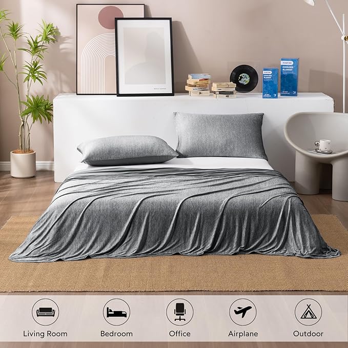 HOMFINE Cooling Blankets for Hot Sleepers - Summer Blanket Thin Lightweight Breathable Soft Double Side Enhanced Cooling for Bed Couch Sofa, Keep Cool for Night Sweats (Black, 60 x 80 inches)