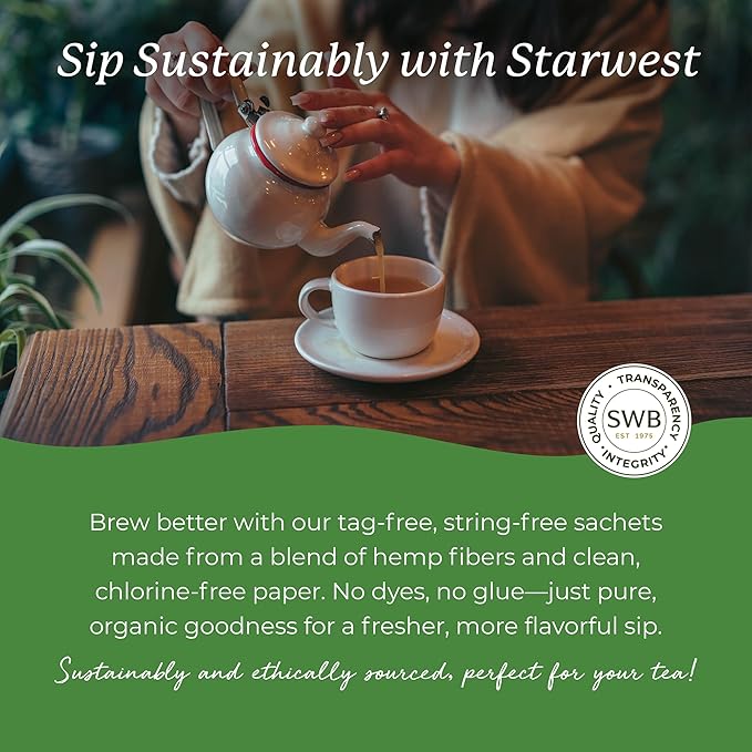Starwest Botanicals Organic Green Tea - Caffeinated Herbal Tea, Contains Caffeine, Tea with Antioxidant Properties, USDA Organic Green Tea Leaf, Non GMO - 20 Tea Bags