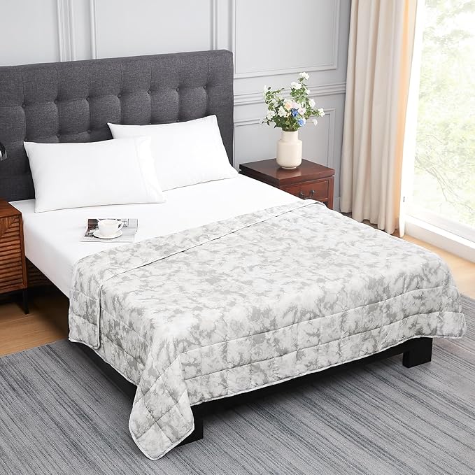 L'AGRATY Weighted Blanket - 60"x80", 15lbs Cooling Breathable Heavy Blanket with Glass Beads for Adult All-Season