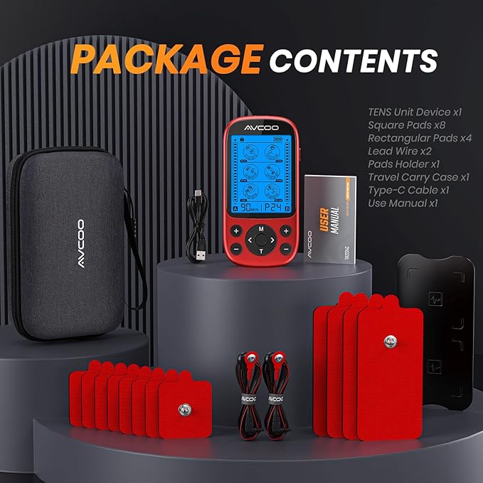 Dual Channel TENS Unit Muscle Stimulator, 3-in-1 EMS TENS Machine with 24 Modes & 40 Levels, Rechargeable EMS Massager for Neck, Shoulder, Sciatica & Back Pain Relief with 12 Pads, EVA Case