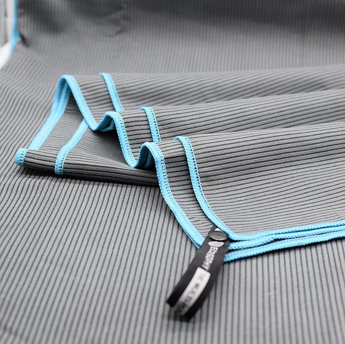 ECCOSOPHY Microfiber Beach Towel – Quick Dry Gym Towel, Highly Absorbent with Ribbed Texture, Lightweight – Ideal for Travel, Pool, Yoga, Fitness & Outdoor Adventures – 40x20 Charcoal