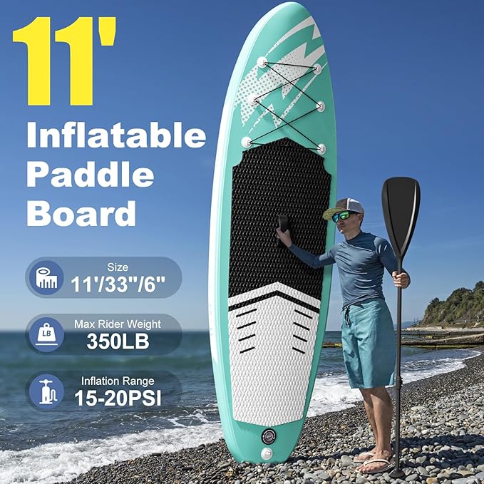 Inflatable Stand Up Paddle Board (6'' Thick) - Premium SUP Board with Durable SUP Accessories & Non-Slip Deck | Includes Paddle Pump & Backpack | for Adults/Youth