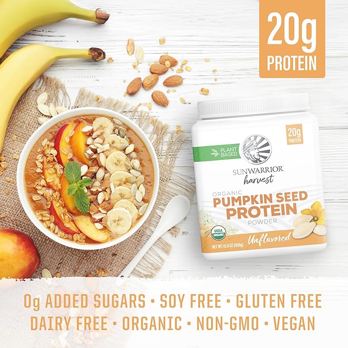 Organic Pumpkin Seed Protein Powder Cold Pressed, Simple Single-Ingredient Superfood Plant-Based, Easy to Digest All 9 Essential Amino Acids Mild Flavor for Smoothies, Baking & 20g Protein 15 Servings